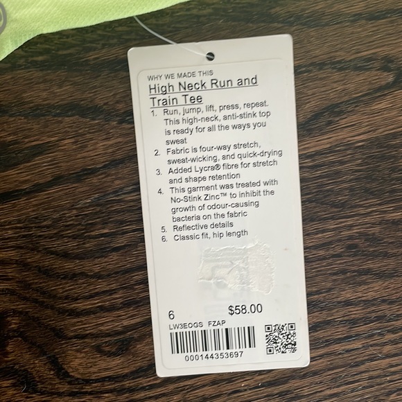 Lululemon run and train tee. New with tags. Size 6. - Picture 2 of 4